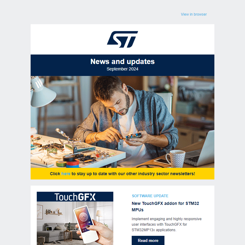 TouchGFX for STM32 MPUs, EEPROM with flash performance, NFC blockchain security, and more