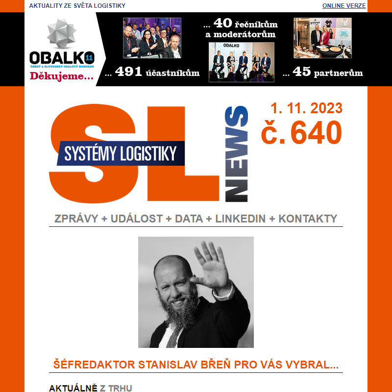 SL News 640: Rohlik.cz otevírá sklad v CTParku Ostrava Poruba, Amazon v Kojetíně získal vysoký stupeň certifikace BREEAM, Robert Sgariboldi povýšil v iO Partners... a další aktuality