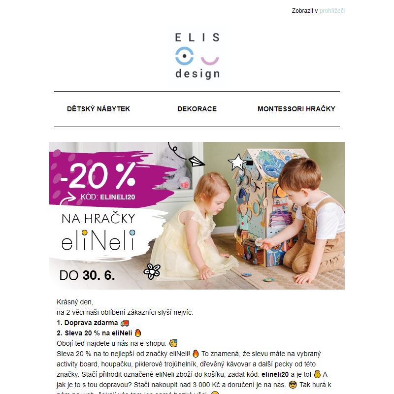 Doprava zdarma a -20 % na eliNeli! _