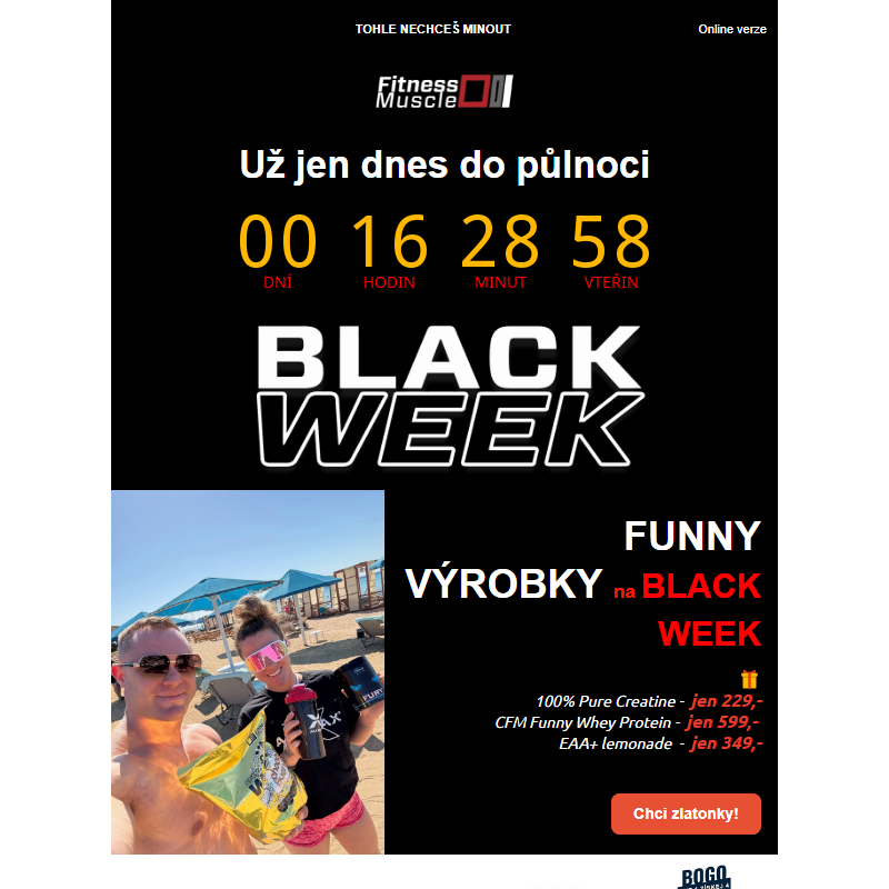 Už jen do půlnoci - Fitness Black Friday