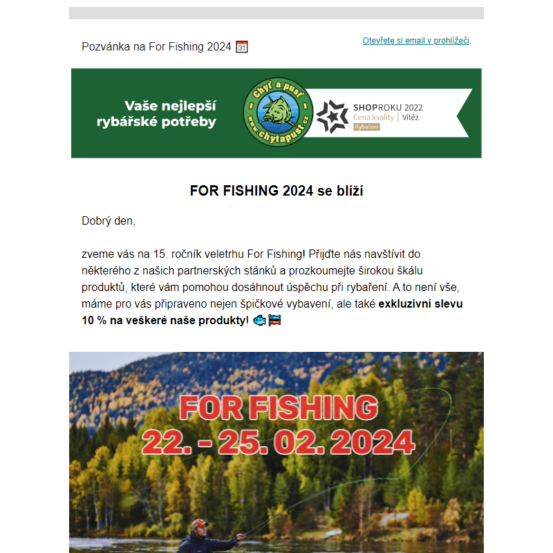 Slevu 10 % na For Fishing 2024