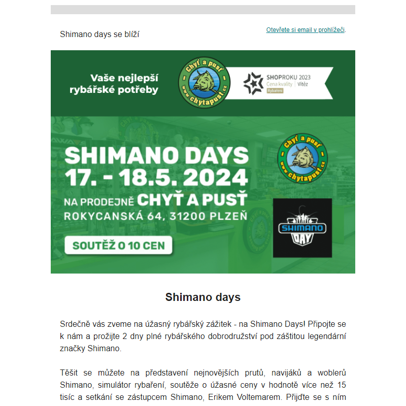 Shimano days už dnes a zítra _