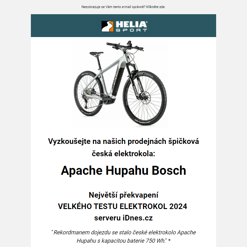 Česká elektrokola Apache Hupahu - překvapení testu iDnes ___