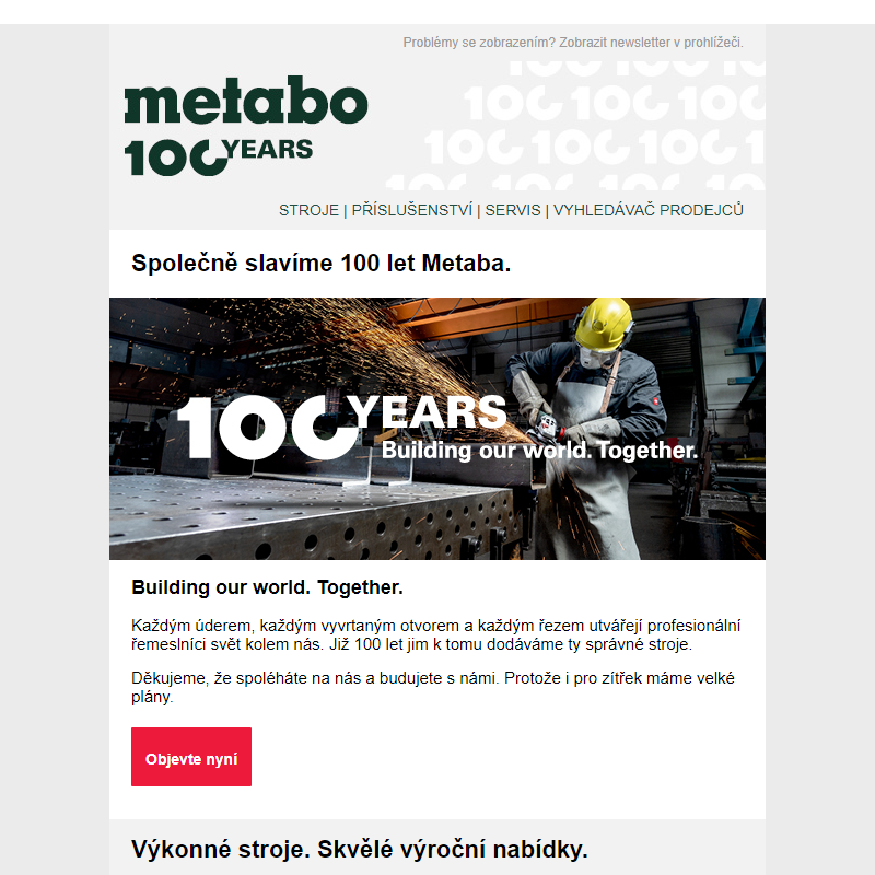 Společně oslavíme 100 let Metabo.