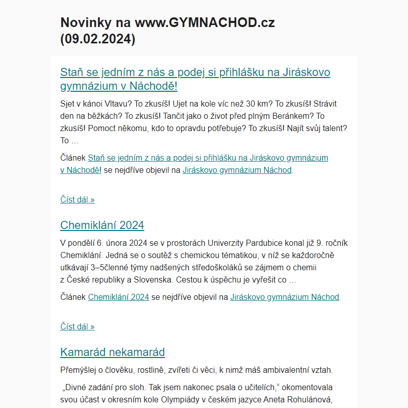 Novinky na www.GYMNACHOD.cz (09.02.2024)