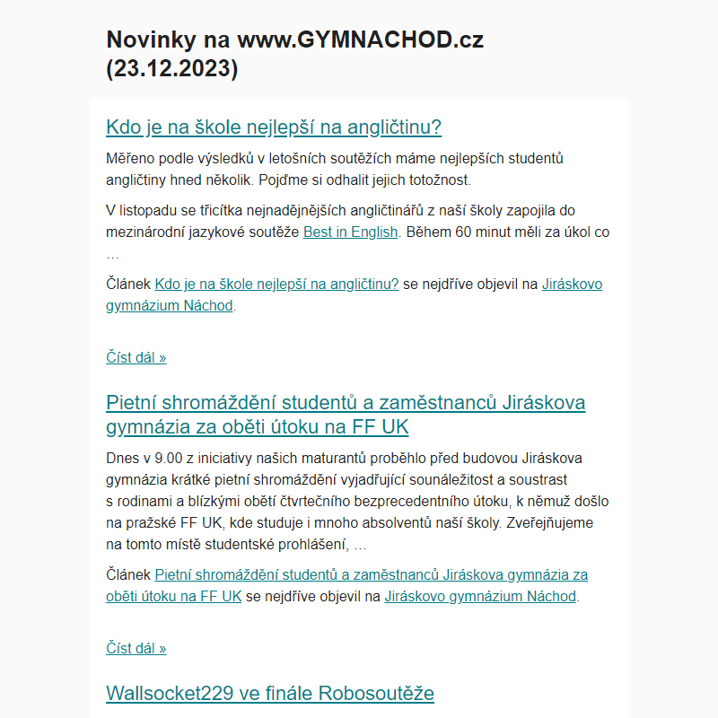 Novinky na www.GYMNACHOD.cz (23.12.2023)