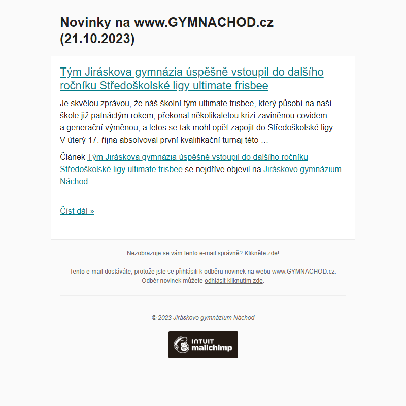 Novinky na www.GYMNACHOD.cz (21.10.2023)