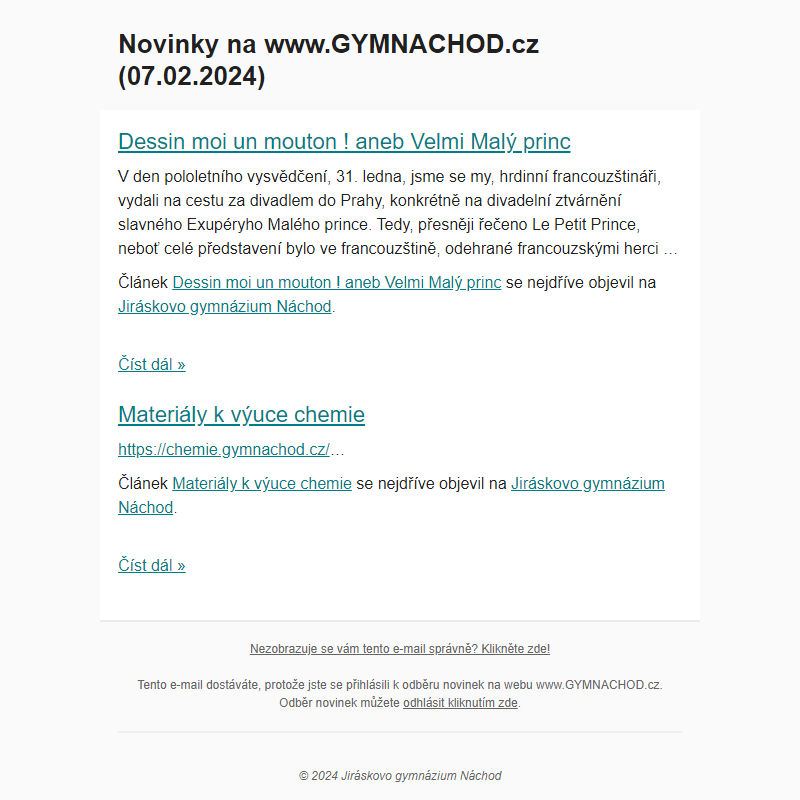 Novinky na www.GYMNACHOD.cz (07.02.2024)