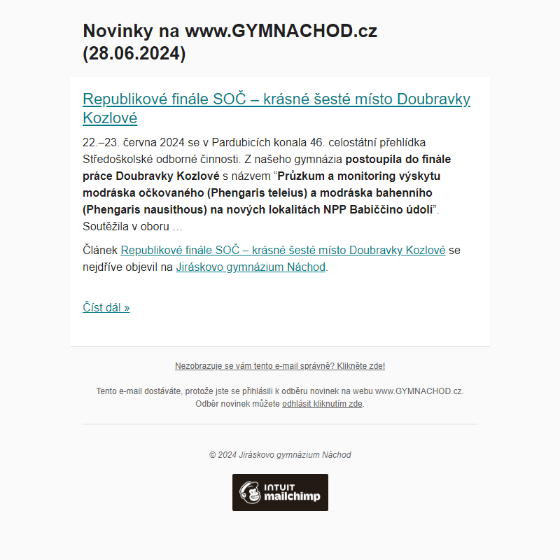 Novinky na www.GYMNACHOD.cz (28.06.2024)