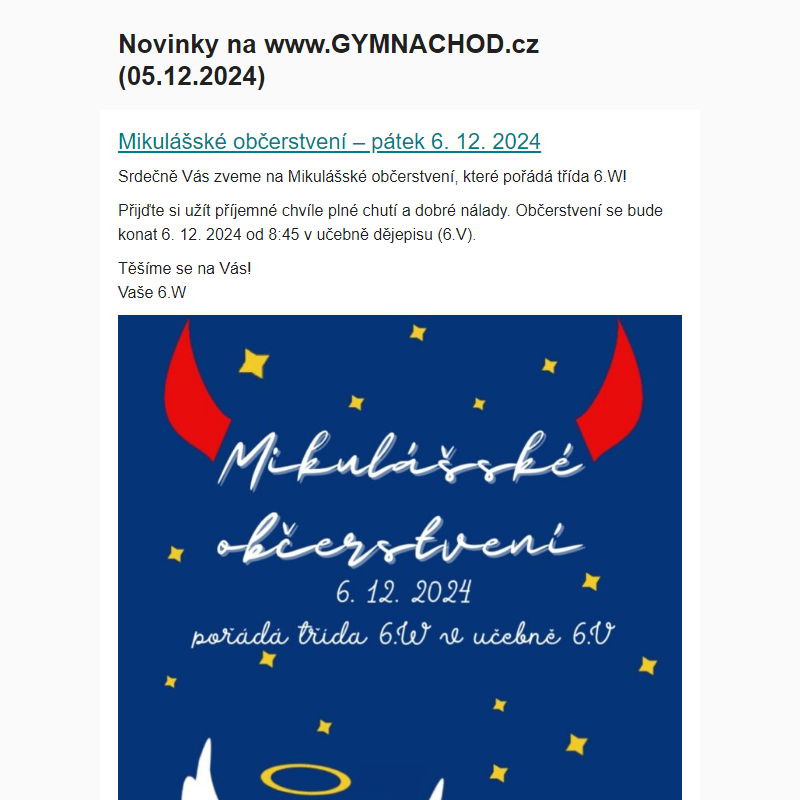 Novinky na www.GYMNACHOD.cz (05.12.2024)