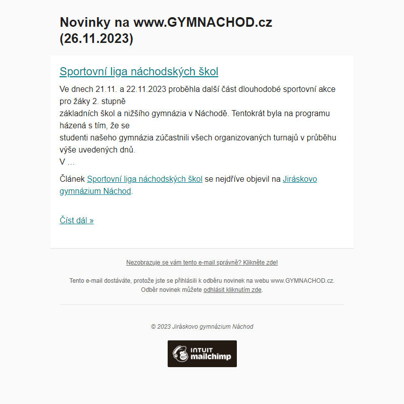 Novinky na www.GYMNACHOD.cz (26.11.2023)