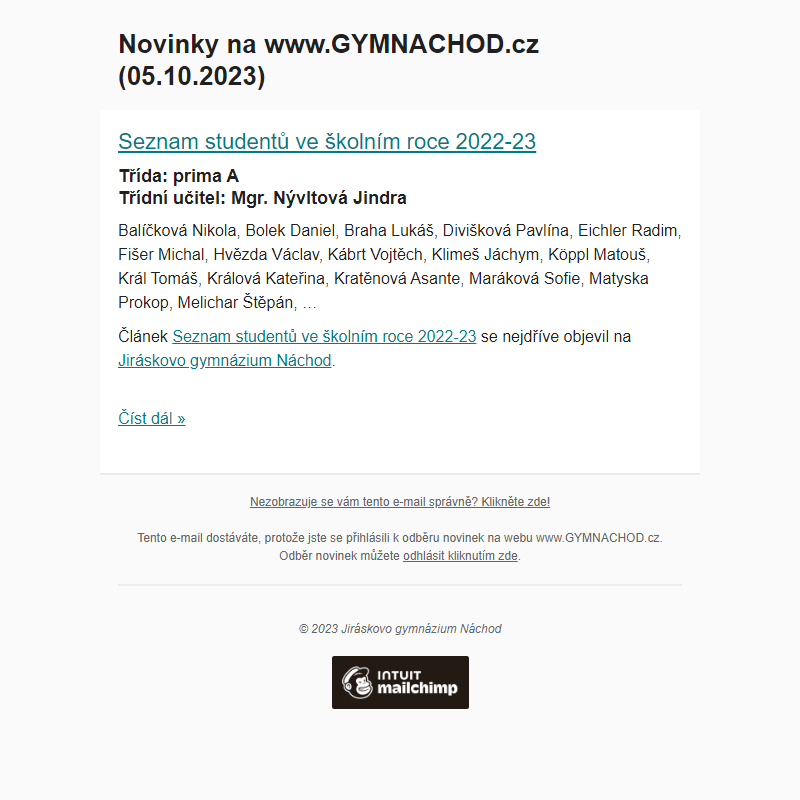 Novinky na www.GYMNACHOD.cz (05.10.2023)