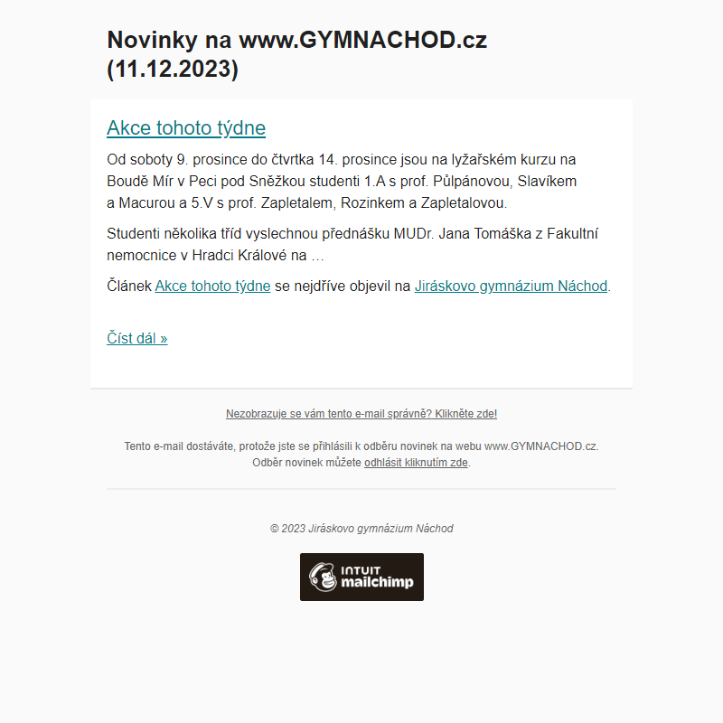 Novinky na www.GYMNACHOD.cz (11.12.2023)