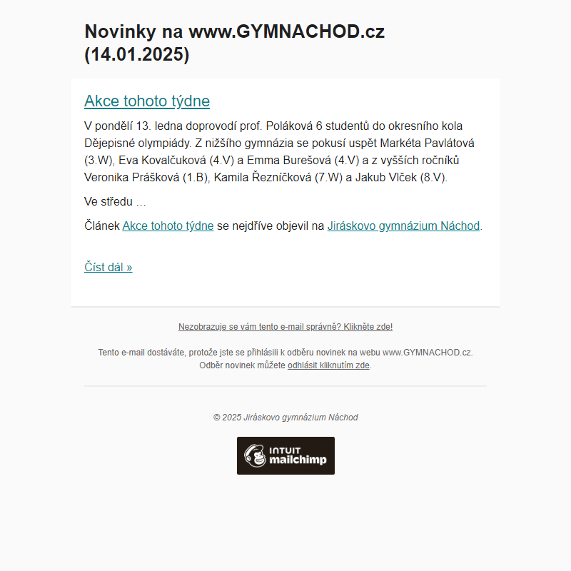 Novinky na www.GYMNACHOD.cz (14.01.2025)