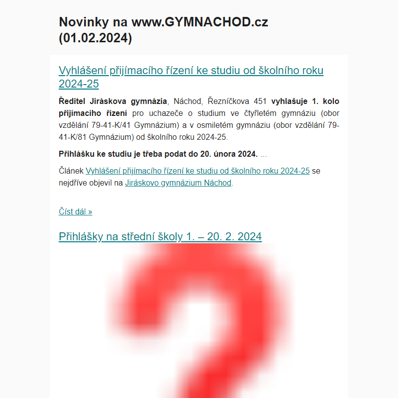 Novinky na www.GYMNACHOD.cz (01.02.2024)