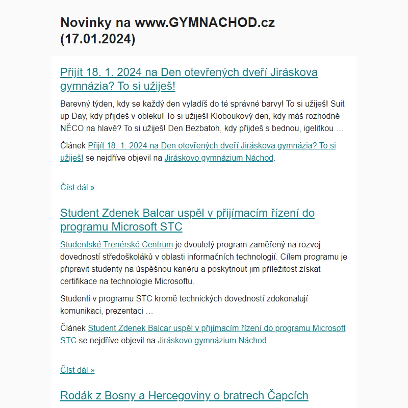 Novinky na www.GYMNACHOD.cz (17.01.2024)