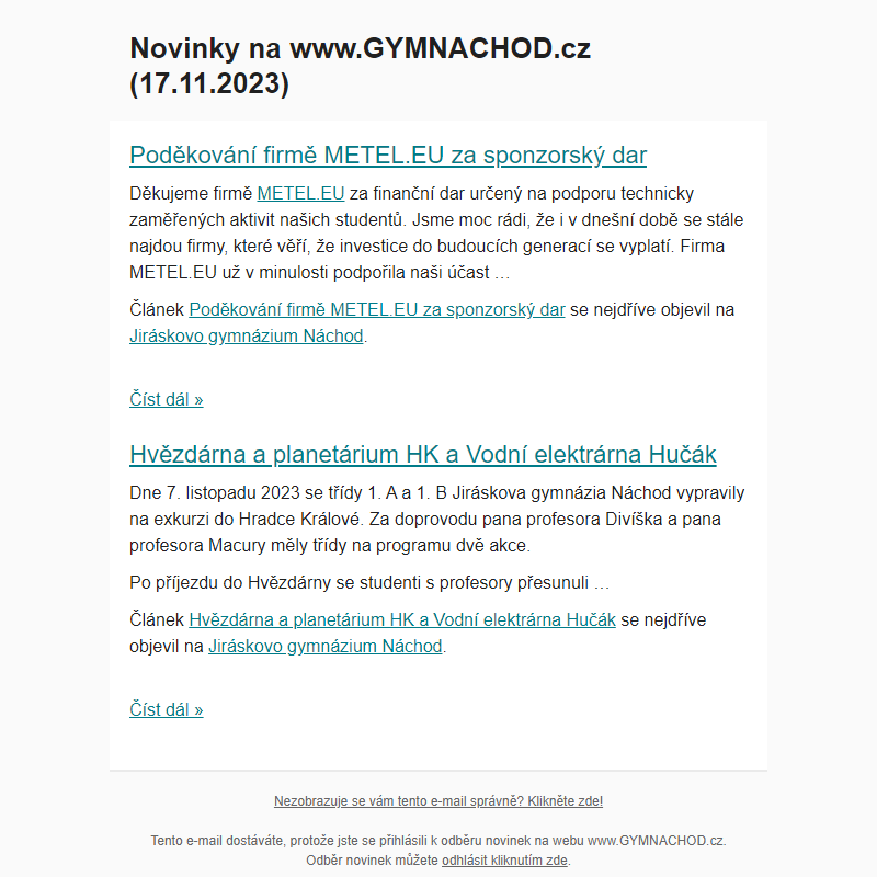 Novinky na www.GYMNACHOD.cz (17.11.2023)
