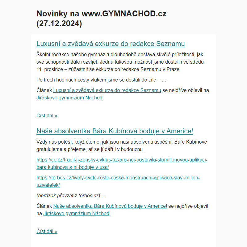 Novinky na www.GYMNACHOD.cz (27.12.2024)