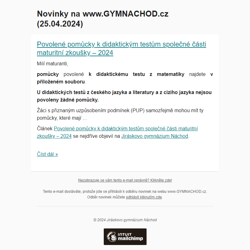 Novinky na www.GYMNACHOD.cz (25.04.2024)