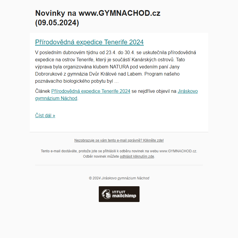 Novinky na www.GYMNACHOD.cz (09.05.2024)