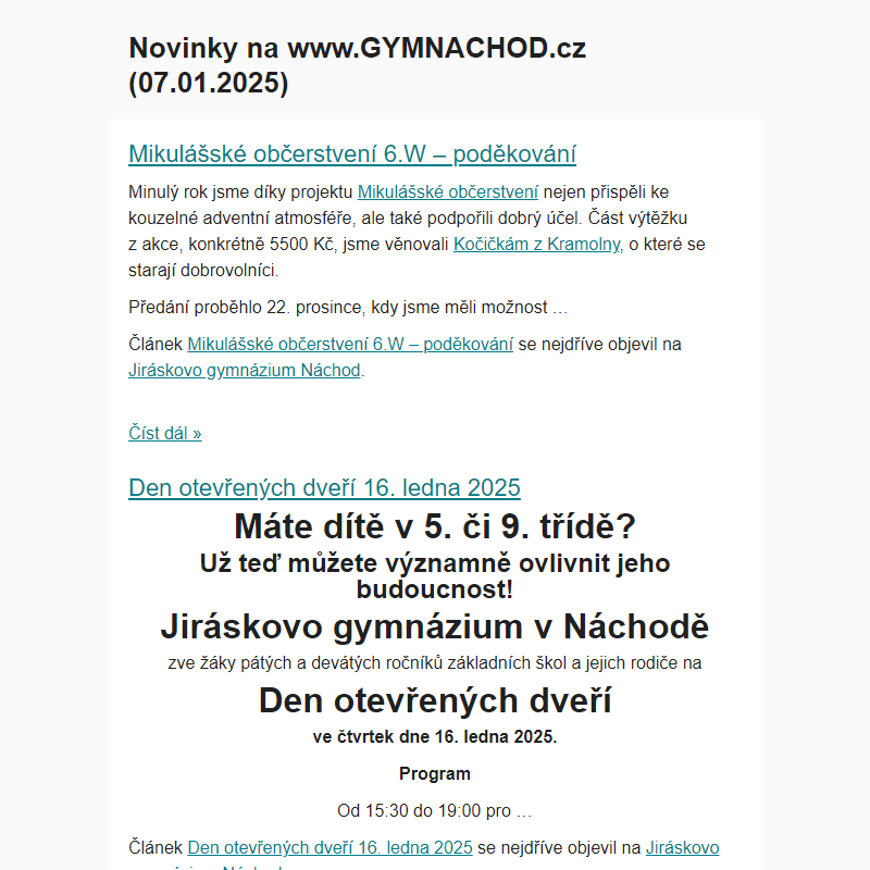 Novinky na www.GYMNACHOD.cz (07.01.2025)