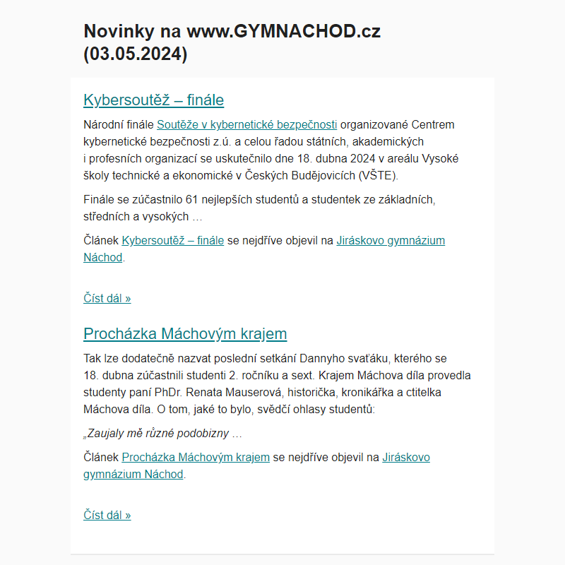 Novinky na www.GYMNACHOD.cz (03.05.2024)