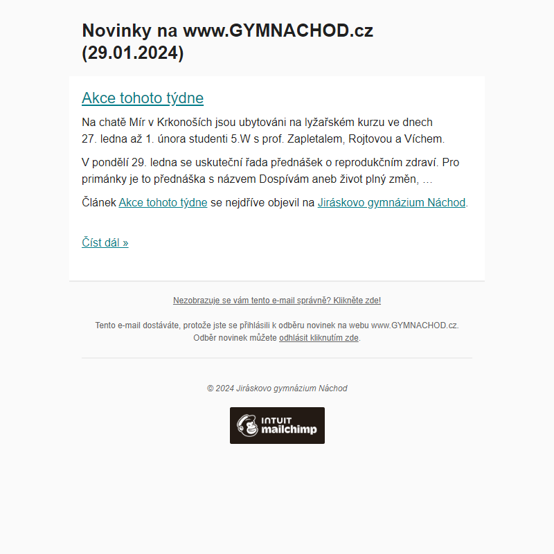 Novinky na www.GYMNACHOD.cz (29.01.2024)