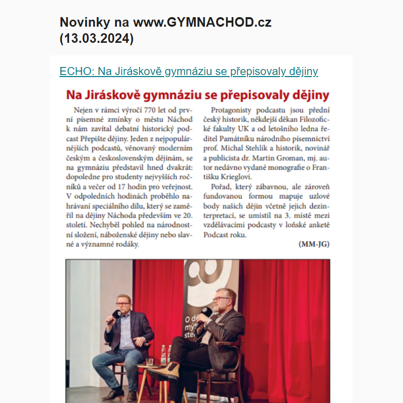 Novinky na www.GYMNACHOD.cz (13.03.2024)