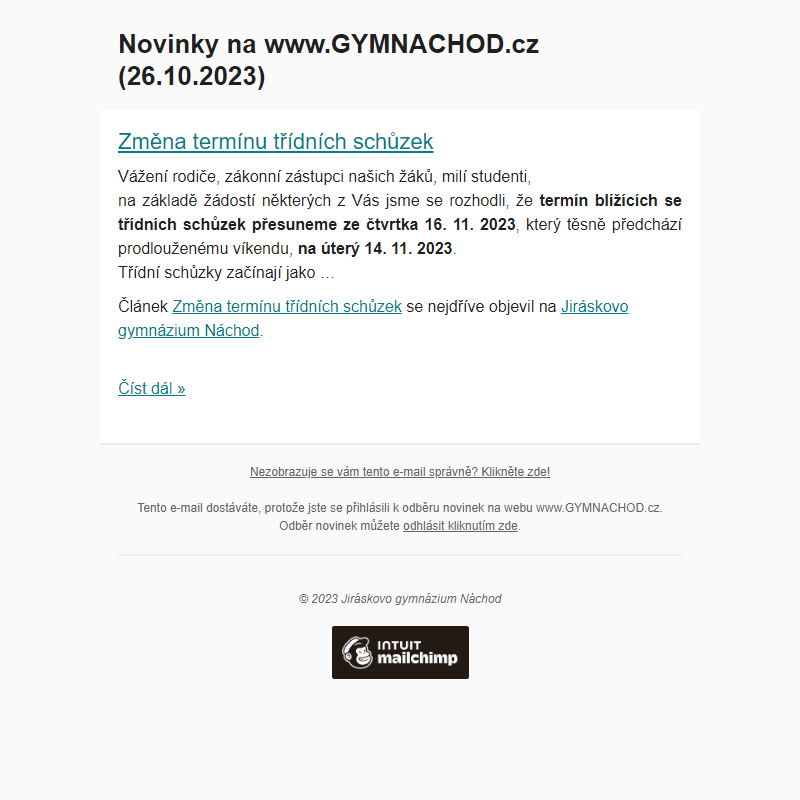 Novinky na www.GYMNACHOD.cz (26.10.2023)