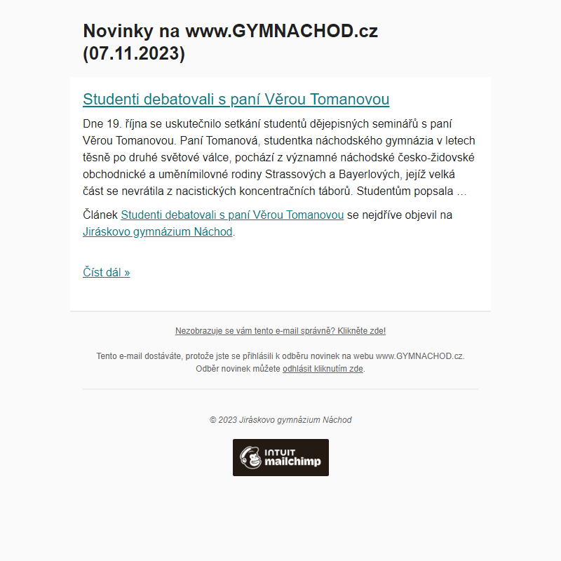 Novinky na www.GYMNACHOD.cz (07.11.2023)