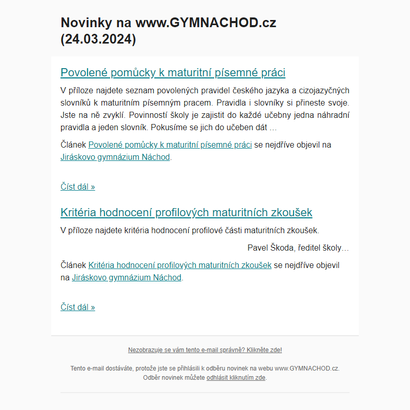 Novinky na www.GYMNACHOD.cz (24.03.2024)