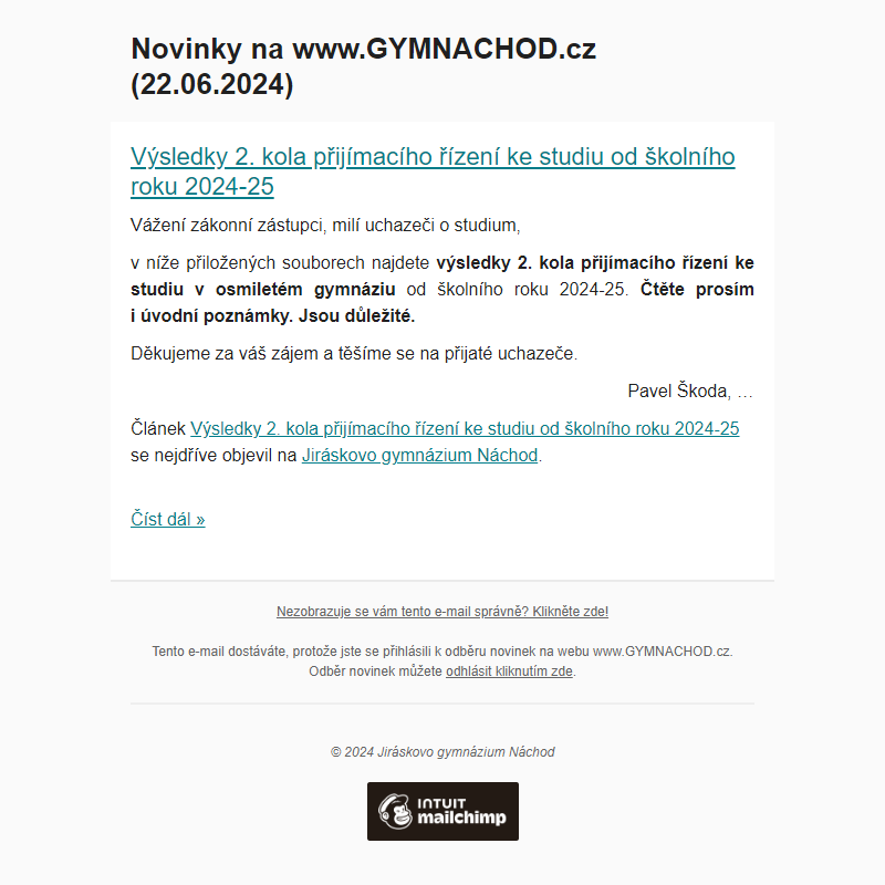 Novinky na www.GYMNACHOD.cz (22.06.2024)