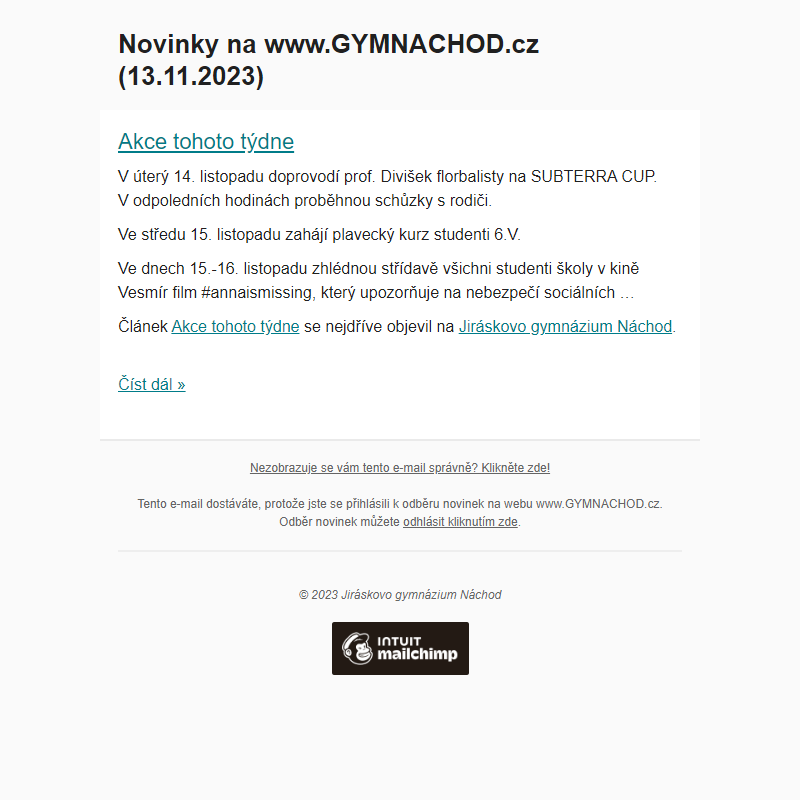 Novinky na www.GYMNACHOD.cz (13.11.2023)