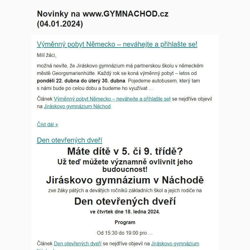 Novinky na www.GYMNACHOD.cz (04.01.2024)
