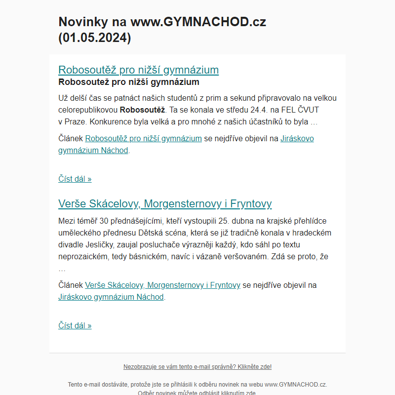 Novinky na www.GYMNACHOD.cz (01.05.2024)