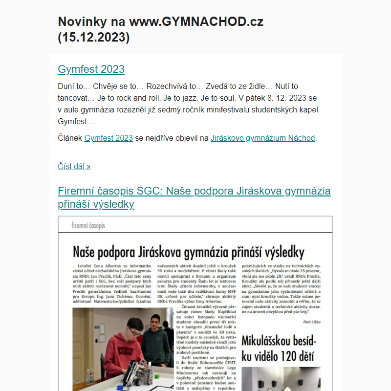 Novinky na www.GYMNACHOD.cz (15.12.2023)