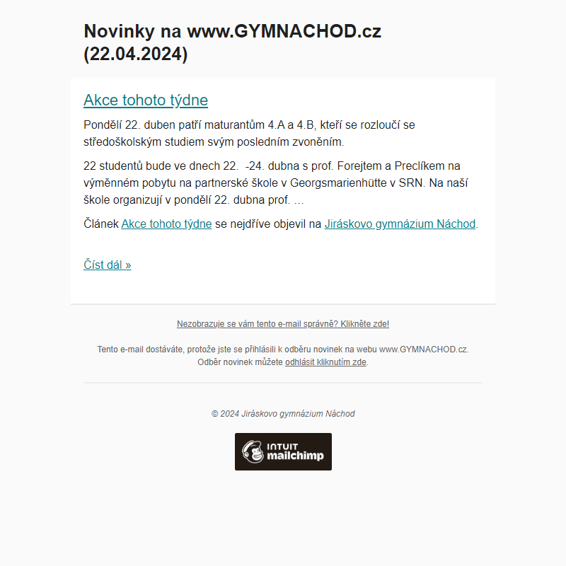 Novinky na www.GYMNACHOD.cz (22.04.2024)