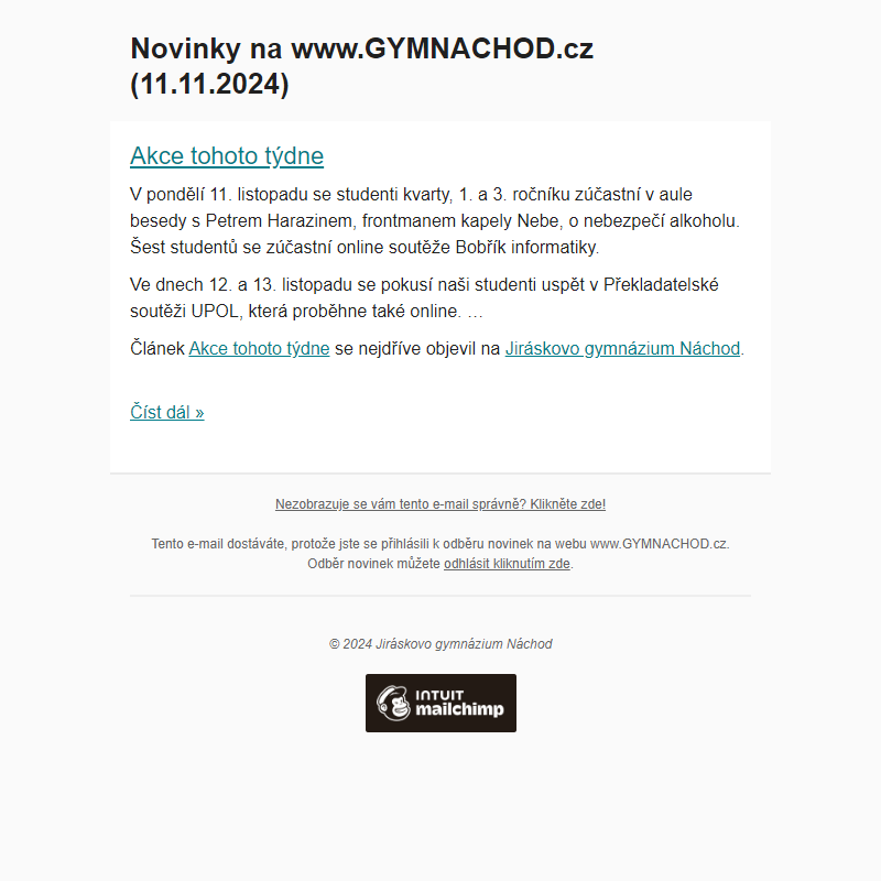 Novinky na www.GYMNACHOD.cz (11.11.2024)