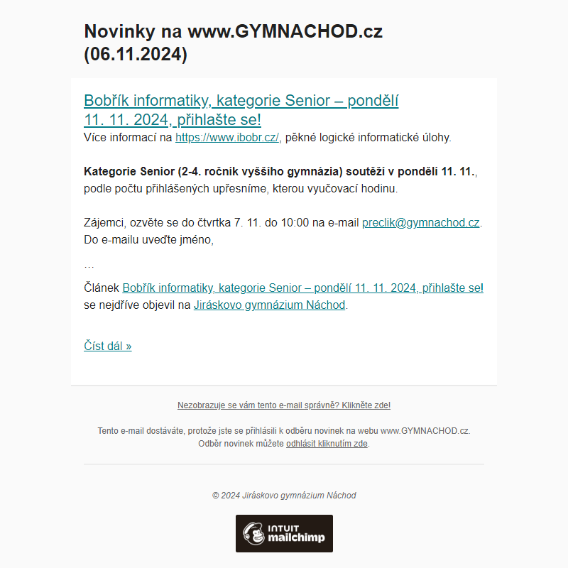 Novinky na www.GYMNACHOD.cz (06.11.2024)