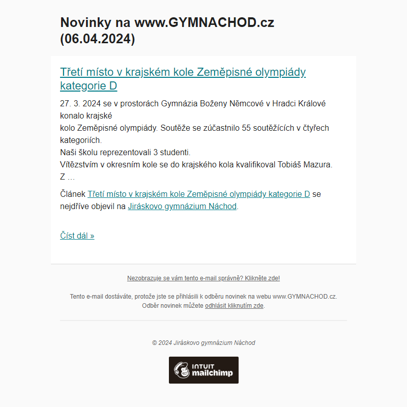 Novinky na www.GYMNACHOD.cz (06.04.2024)
