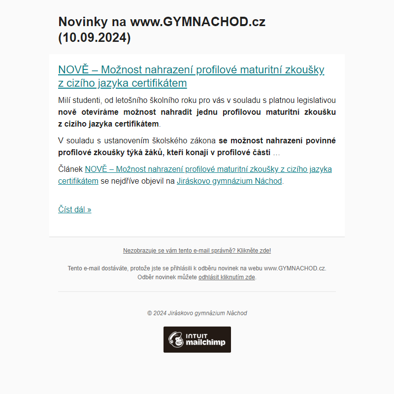 Novinky na www.GYMNACHOD.cz (10.09.2024)