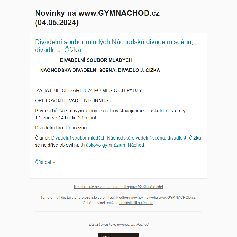 Novinky na www.GYMNACHOD.cz (04.05.2024)