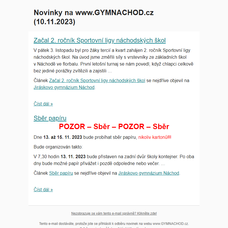 Novinky na www.GYMNACHOD.cz (10.11.2023)