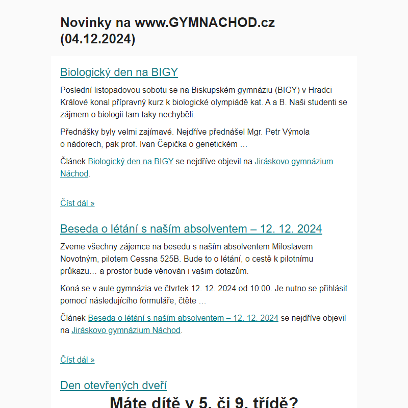 Novinky na www.GYMNACHOD.cz (04.12.2024)