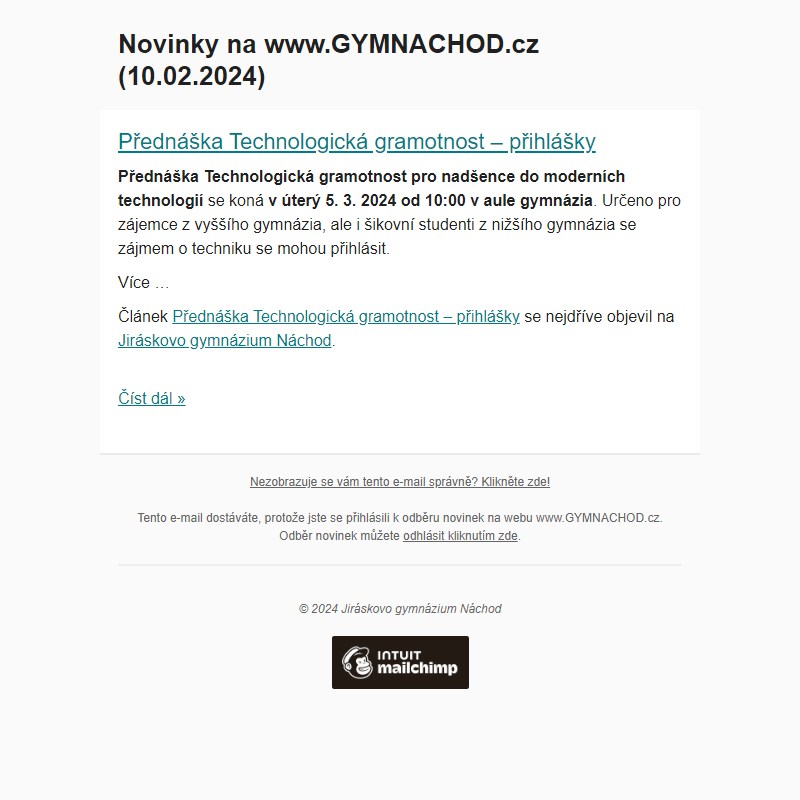 Novinky na www.GYMNACHOD.cz (10.02.2024)