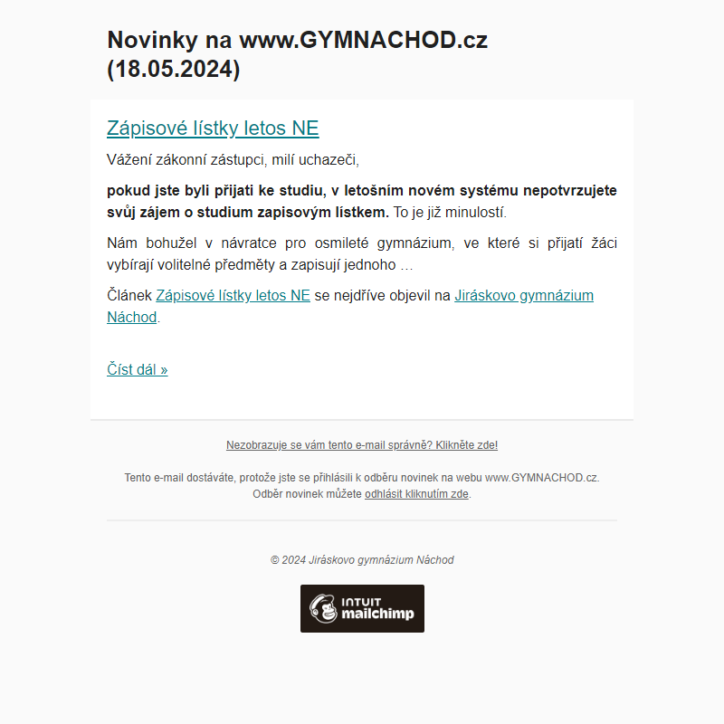 Novinky na www.GYMNACHOD.cz (18.05.2024)