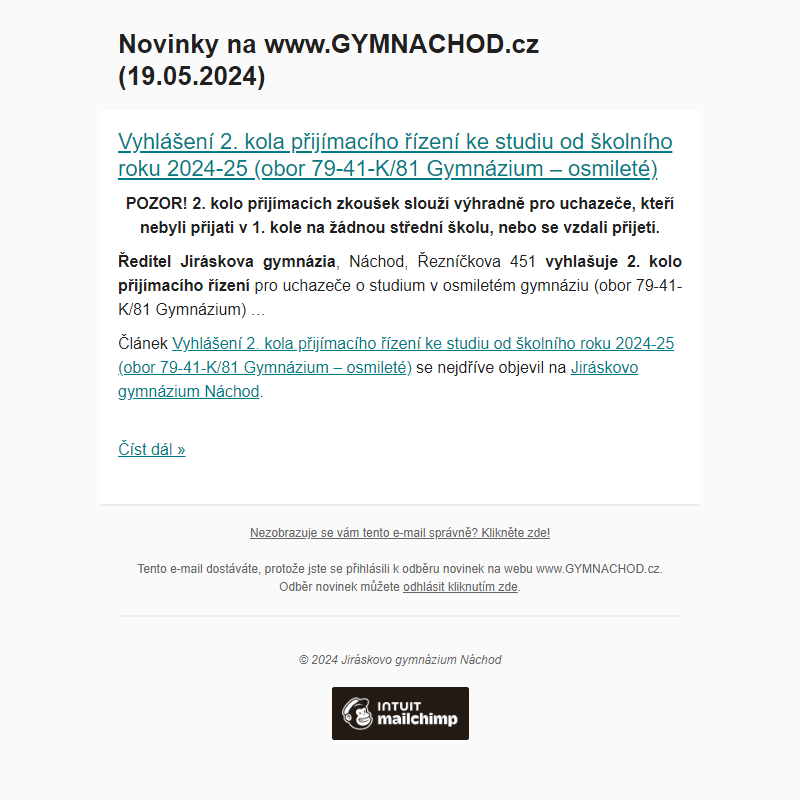 Novinky na www.GYMNACHOD.cz (19.05.2024)