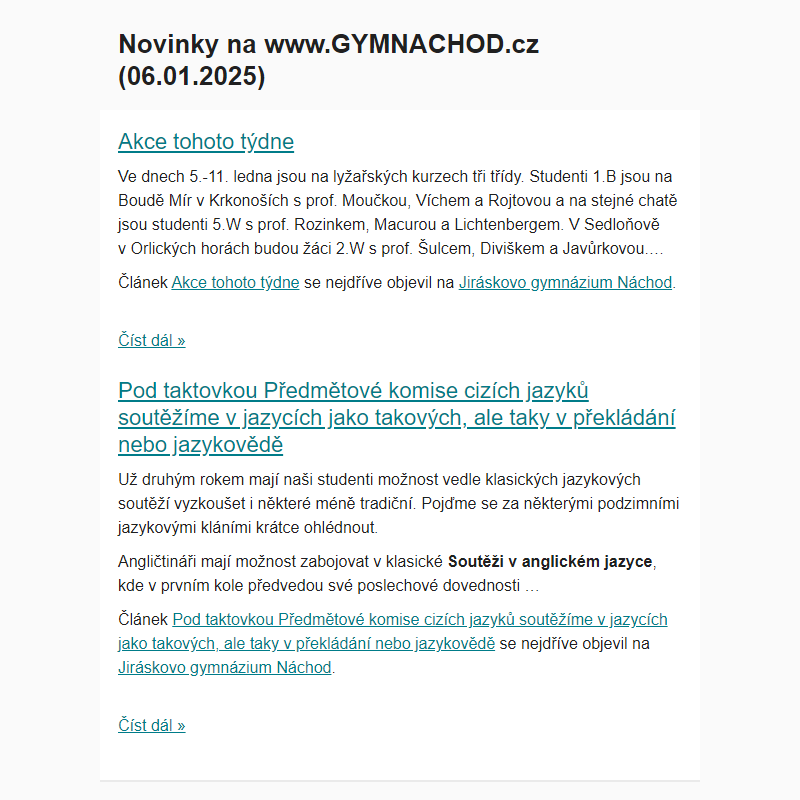 Novinky na www.GYMNACHOD.cz (06.01.2025)