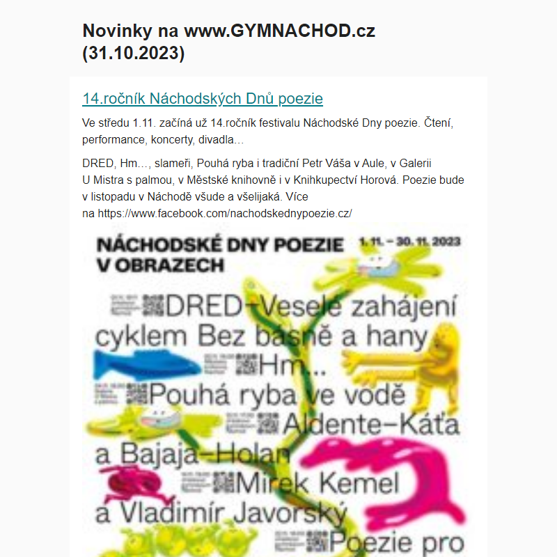 Novinky na www.GYMNACHOD.cz (31.10.2023)