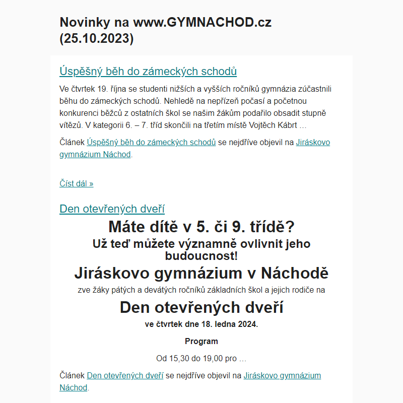 Novinky na www.GYMNACHOD.cz (25.10.2023)